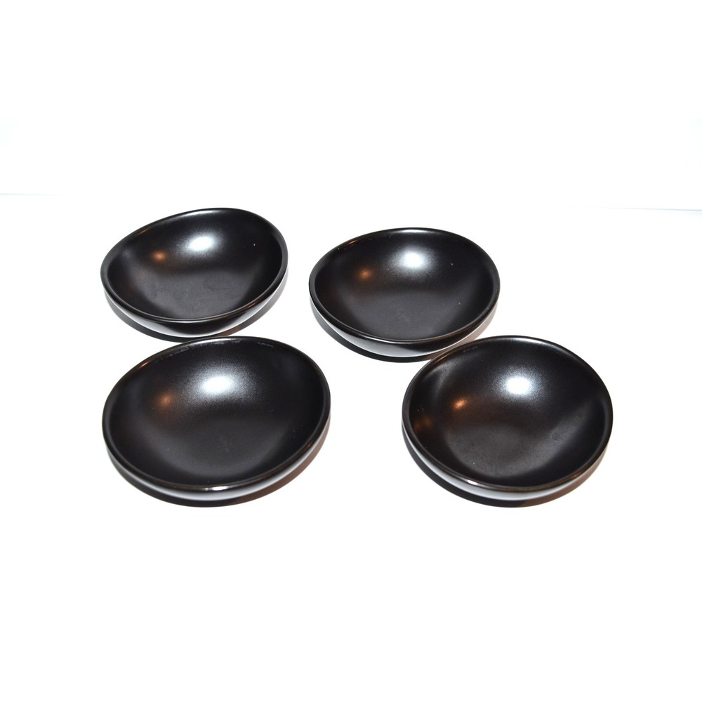 Crate And Barrel Aaron Probyn Brown Ceramic Condiment Dipping Prep Bowl set of 4
